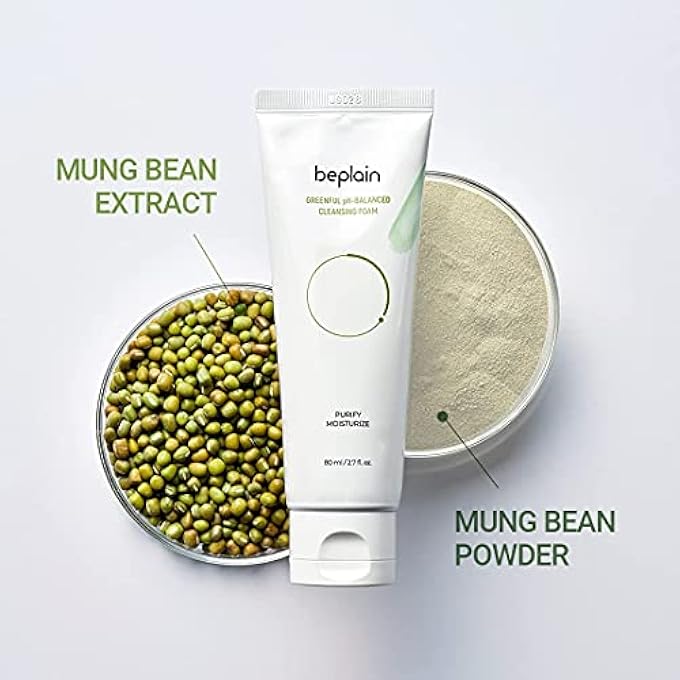 beplain رغوة تنظيف متوازنة الحموضة BE PLAIN GREENFUL 80 مل 2.7 أونصة سائلة (عبوتان) - مستخلص فول مونغ الأخضر حموضة ضعيفة منظف لطيف للمسام للبشرة المرطبة يوميًا مكافحة حب الشباب التحكم في الزيت غسول وجه كوري - Image 2
